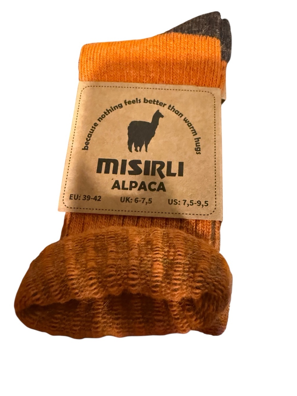 Alpaca Unisex Orange Crew Socks Size  7